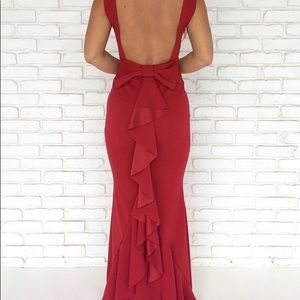 Red Bow Backless Dress